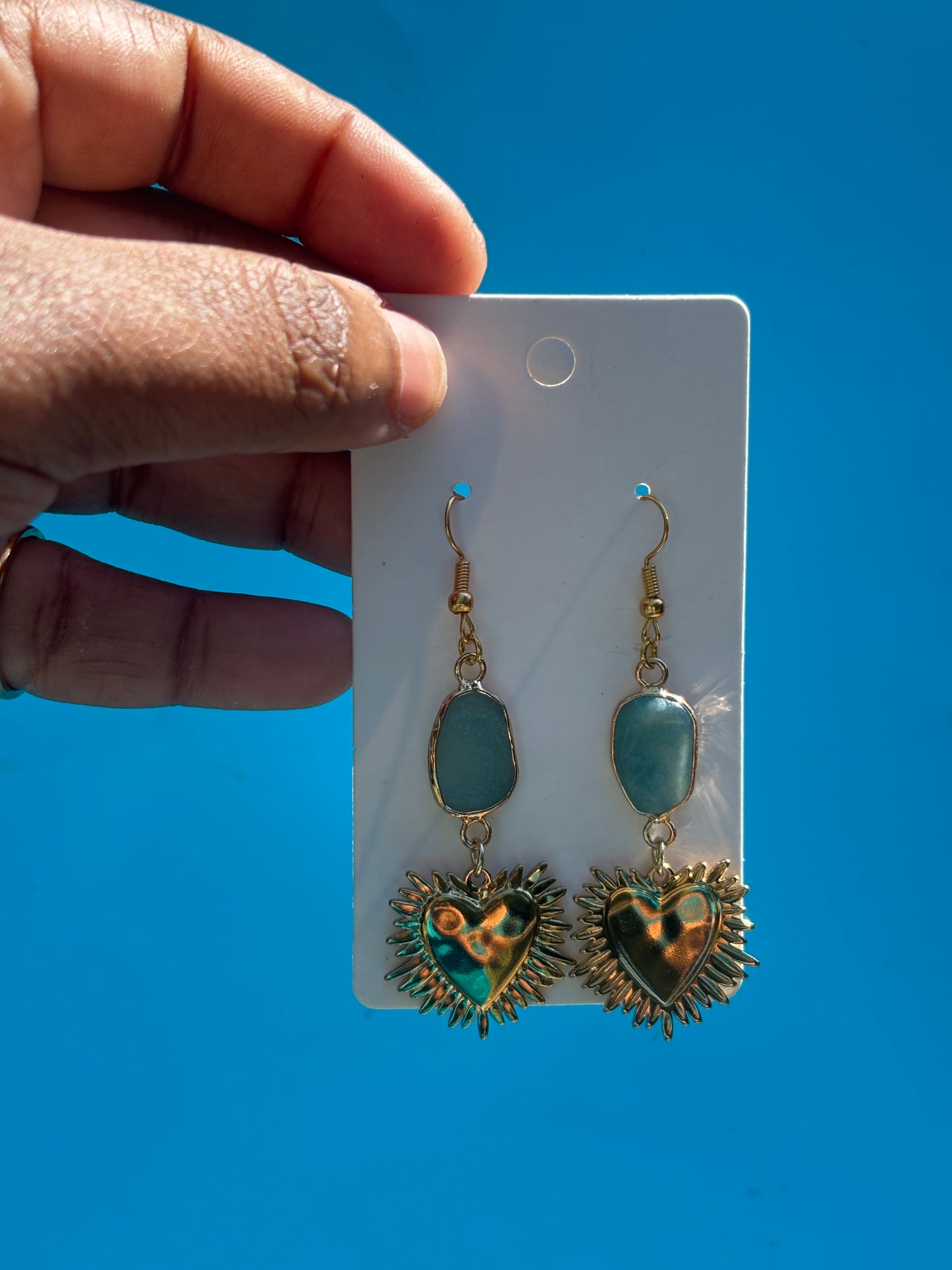 Amazonite Heart Earrings