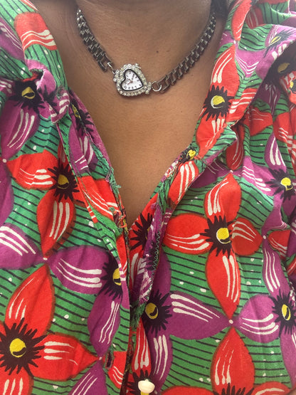 Silver Heart Watch Strap Choker