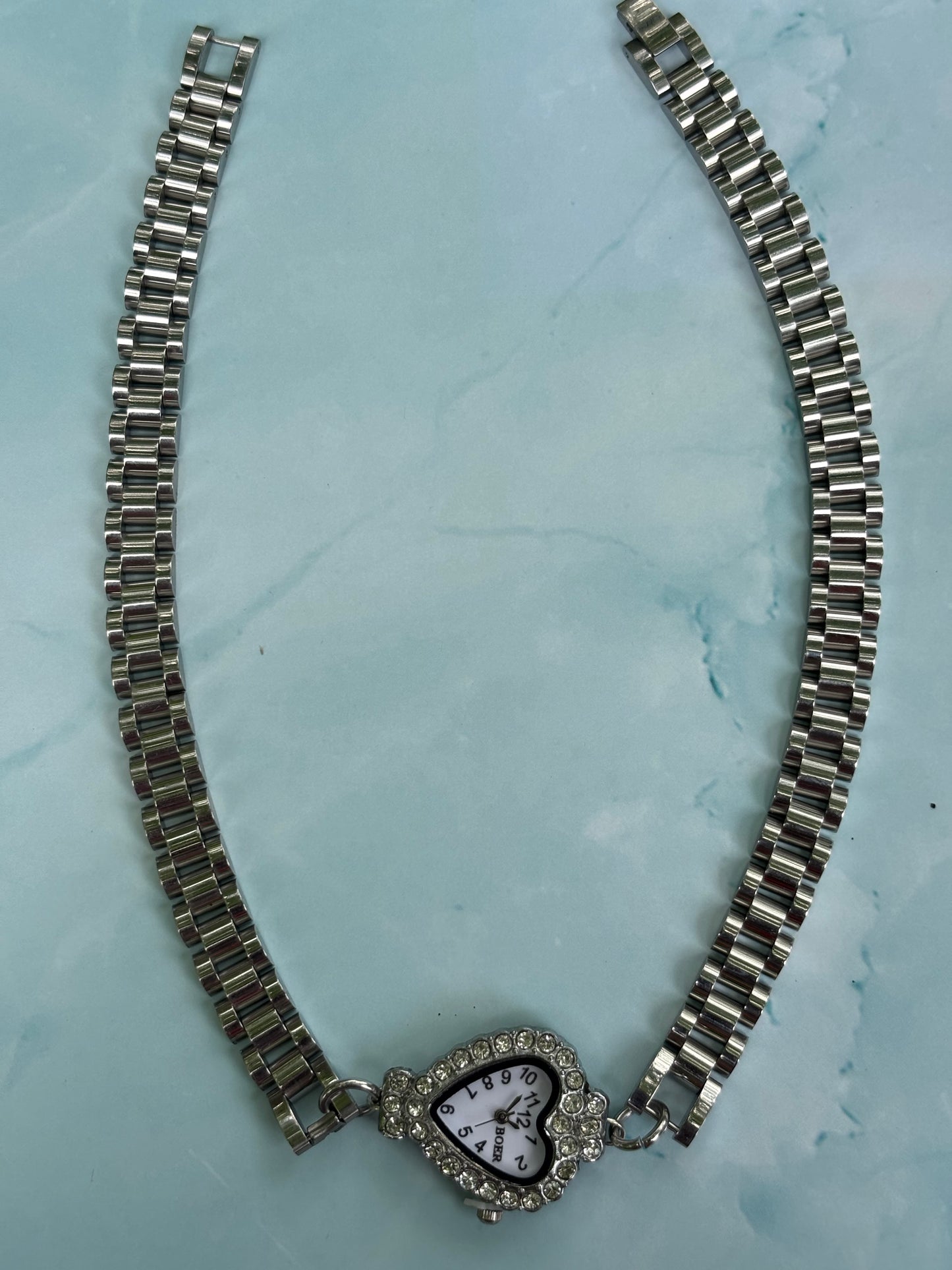 Silver Heart Watch Strap Choker
