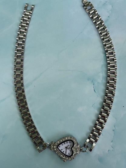 Silver Heart Watch Strap Choker